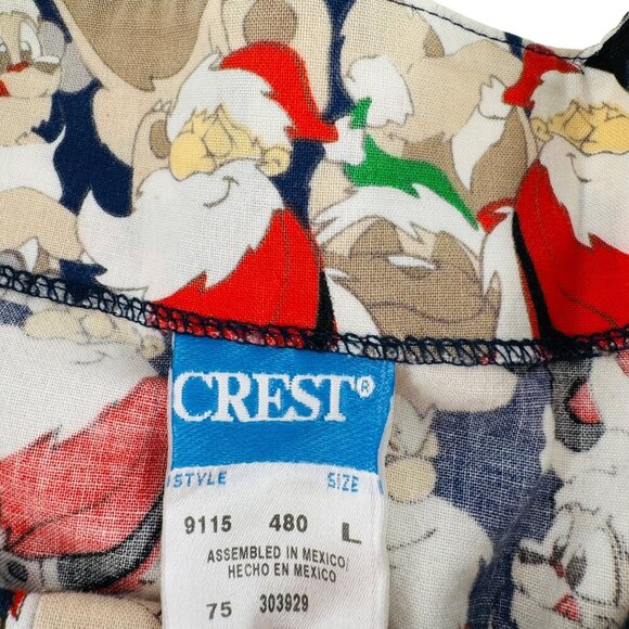 Vintage Crest Santa Claus Long Sleeve Shirt L 100% Cotton - Picture 2 of 6